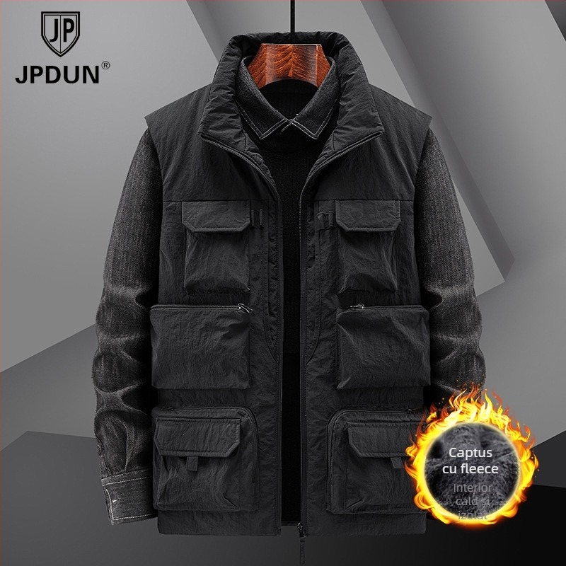 Vesta de lucru pentru bărbați, groasă, cu umplutură din poliester și căptușeală poliester, țesătură principală poliester, croi lejer