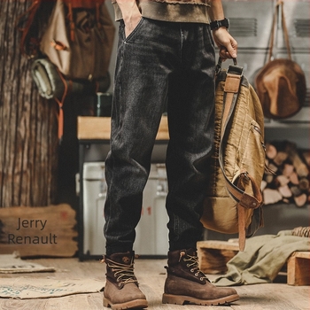 Jeans pentru bărbați, croială dreaptă, talie medie, 100% bumbac, design cu cinci buzunare