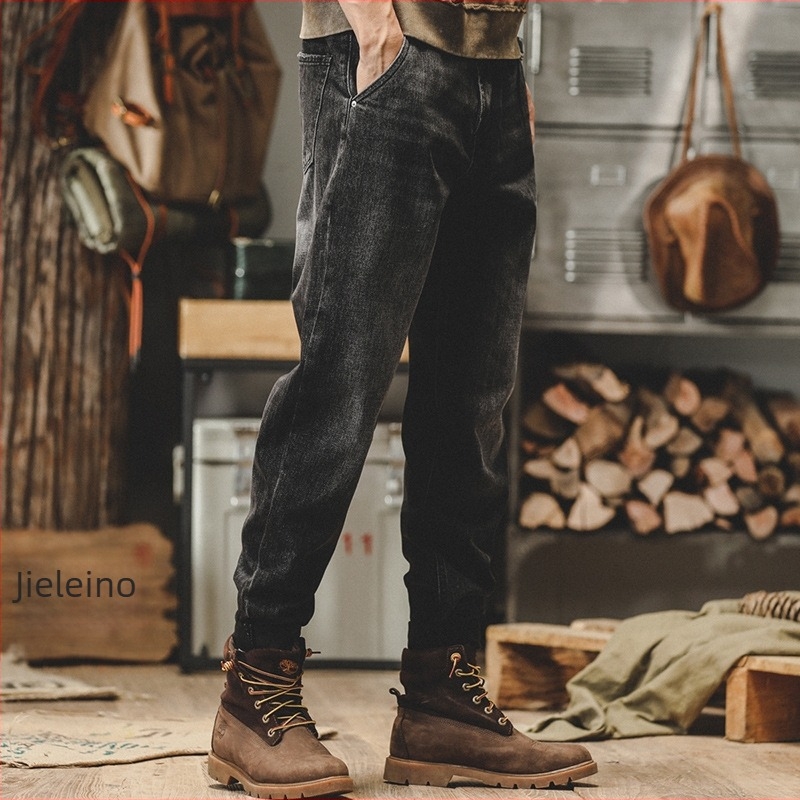 Jeans pentru bărbați, croială dreaptă, talie medie, 100% bumbac, design cu cinci buzunare