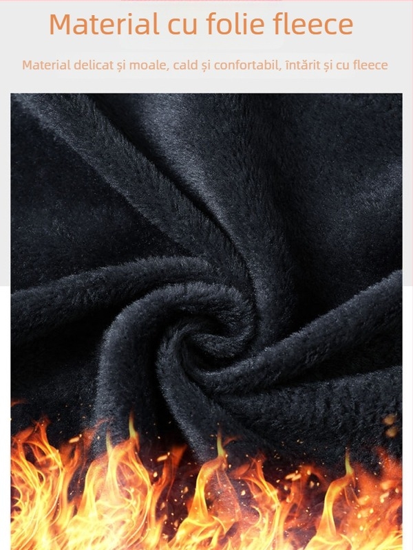 Jeanși denim cu căptușeală de fleece, micro-elastici, croială dreaptă, talie medie, iarnă 2024