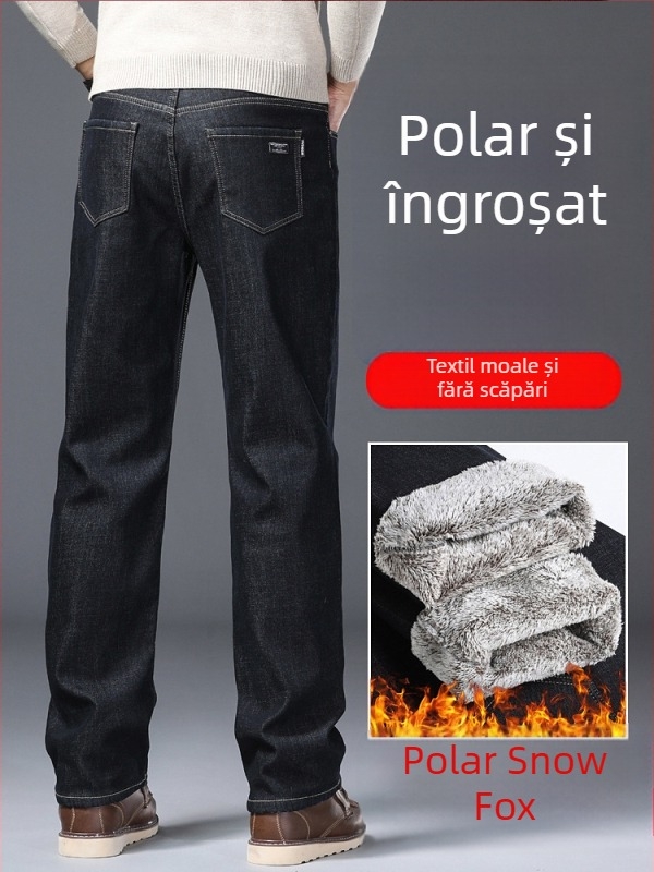 Blugi bărbați cu croială dreaptă, talie înaltă, bumbac, broderie (croială dreaptă; talie înaltă; bumbac; broderie; primăvară 2025)