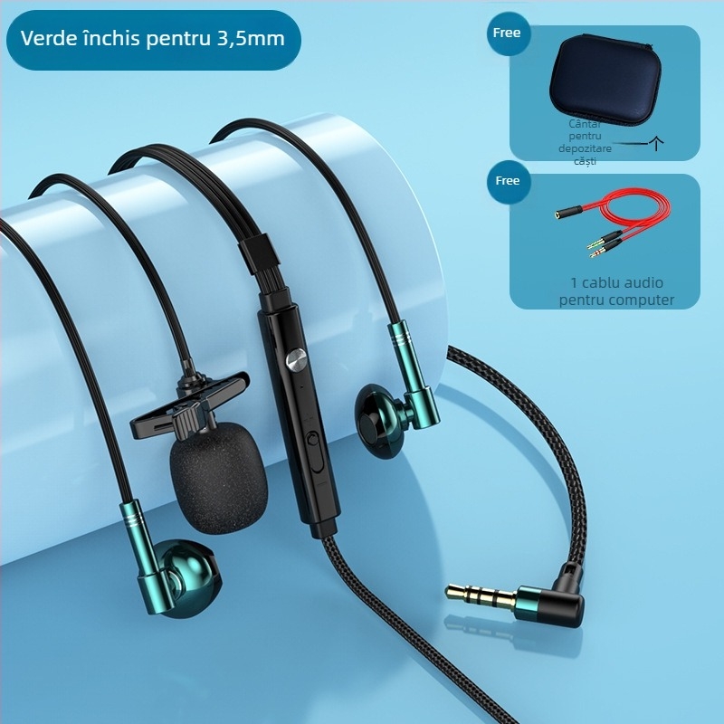 C81 căști Lavalier cu microfon dublu, cablu, in-ear, 3,5 mm tip L, 20–20000 Hz