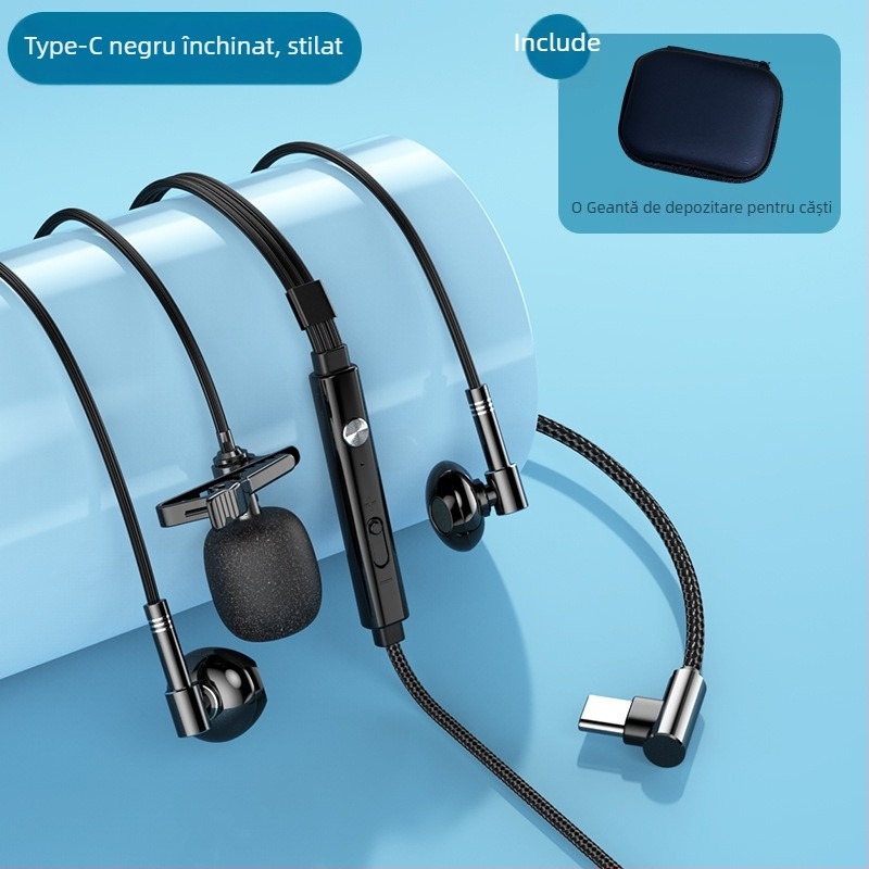 KCKZ C81 căști in-ear cablate cu două microfoane Lavalier, jack 3,5 mm în formă L, interval de frecvență 20–20000 Hz, cablu împletit