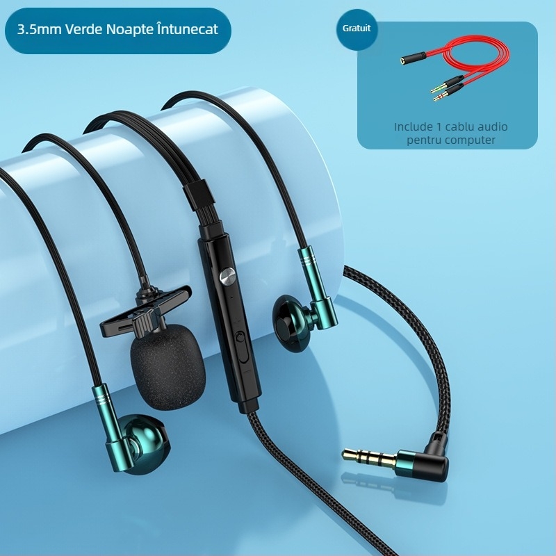 KCKZ C81 căști in-ear cablate cu două microfoane Lavalier, jack 3,5 mm în formă L, interval de frecvență 20–20000 Hz, cablu împletit