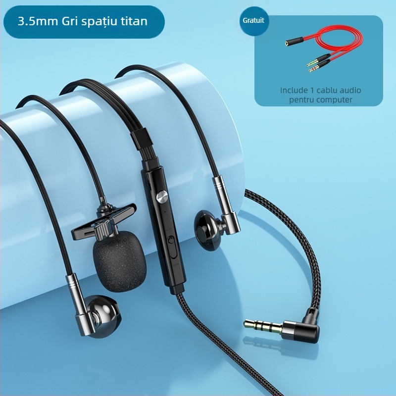 KCKZ C81 căști in-ear cablate cu două microfoane Lavalier, jack 3,5 mm în formă L, interval de frecvență 20–20000 Hz, cablu împletit