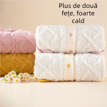 Set pijamale femei din velur de bumbac Shu, căptușit cu fleece, decolteu în V, mâneci lungi, păstrează căldura, poate fi purtat în exterior, iarnă-toamnă