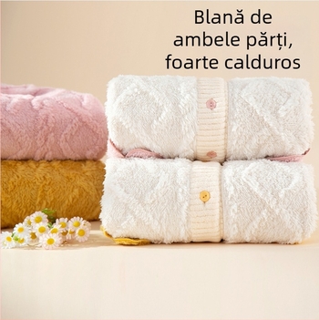 Set de pijamale pentru femei din Shu catifea de bumbac - îngroșat, decolteu în V, mâneci lungi, 251–300 g/m², Iarnă/Toamnă, poate fi purtat în exterior