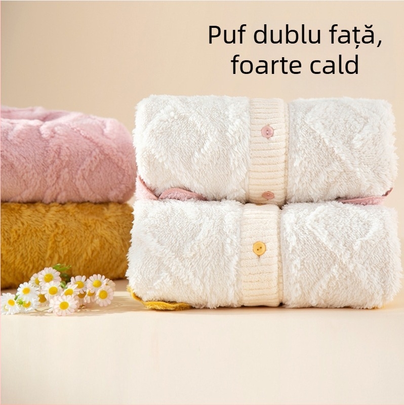 Set de pijamale pentru femei din catifea de bumbac, cu căptușeală fleece – gros pentru iarnă și toamnă, decolteu în V, mâneci lungi, pantaloni, 251–300 g/m²