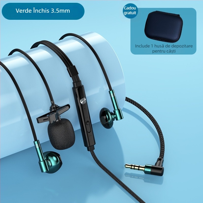 C81 căști Lavalier cu două microfoane, cablu in-ear, conector 3,5 mm în formă de L, cablu 1,5 m, 20–20000 Hz