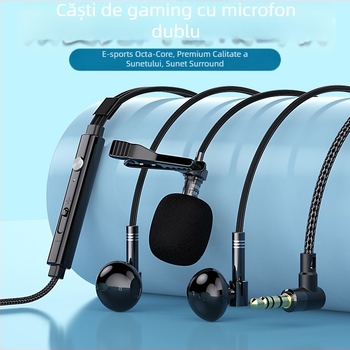Căști cu microfon lavalier, cablu împletit de 1,5 m, conector 3,5 mm în formă de L, difuzoare de 14,2 mm, răspuns în frecvență 20–20000 Hz