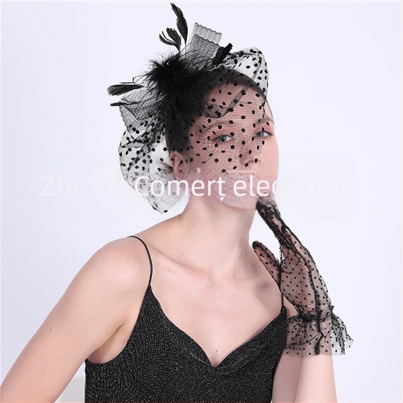 Accesoriu pentru păr de mireasă – Pene, Stil antic, Tricotat manual, Formă picătură, Cod producție Eway-08