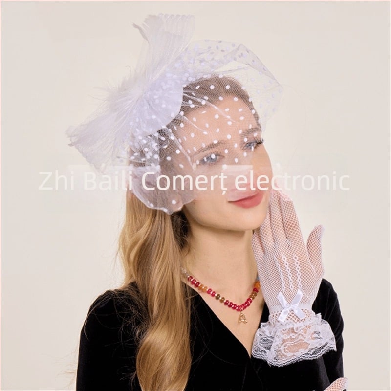 Accesoriu pentru păr de mireasă – Pene, Stil antic, Tricotat manual, Formă picătură, Cod producție Eway-08