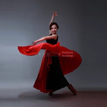 Costum de antrenament pentru dans latin pentru femei, cu fustă jumătate pentru Paso Doble – Primăvara 2025, țesătură poliester 95%+, croială compozită, stil etnic