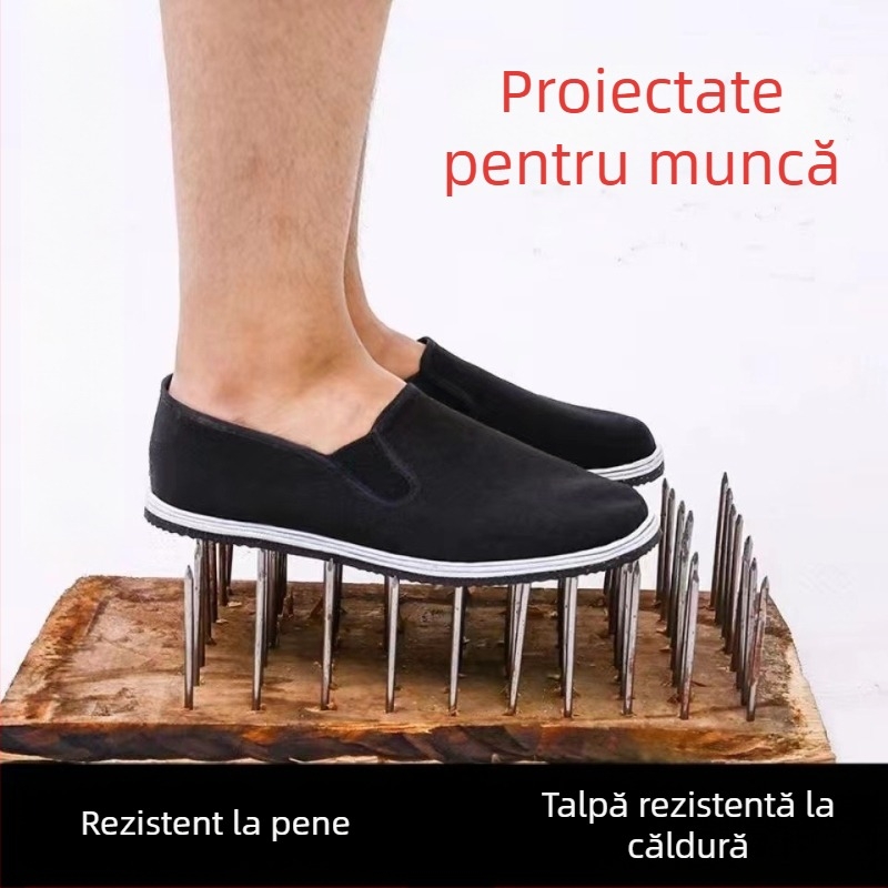 Pantofi din pânză unisex, talpă din cauciuc, vârf rotund, toc mic 1-3 cm