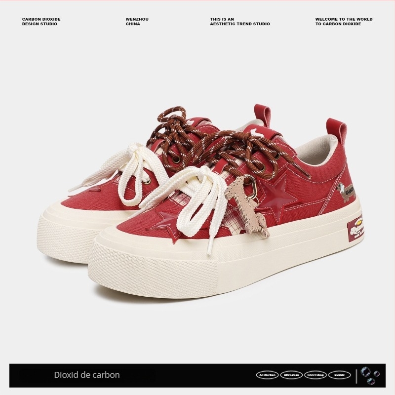 Pantofi skateboard unisex - vârf rotund, exterior din pânză, talpă PU, talpă din cauciuc, guler scurt