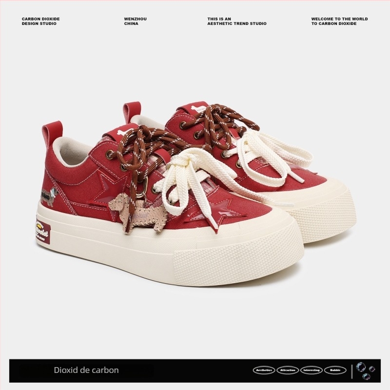 Pantofi skateboard unisex - vârf rotund, exterior din pânză, talpă PU, talpă din cauciuc, guler scurt