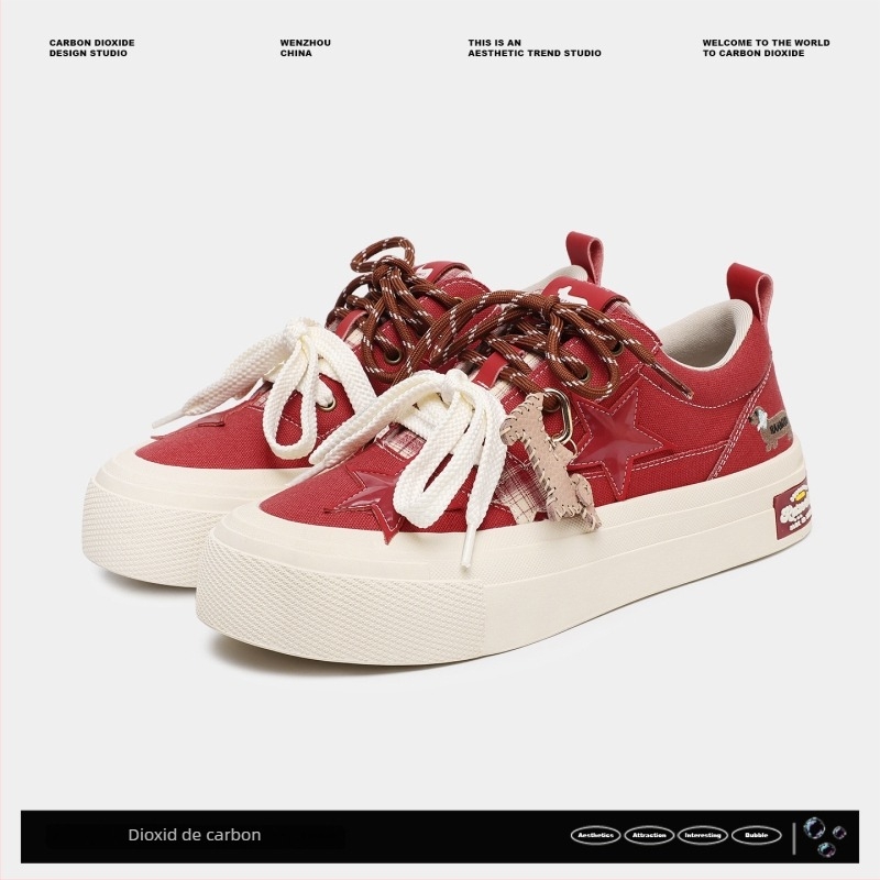 Pantofi skateboard unisex - vârf rotund, exterior din pânză, talpă PU, talpă din cauciuc, guler scurt