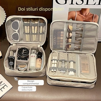 Geantă cosmetică cu capacitate mare și compartimente, portabilă pentru călătorii, rezistentă la pete, depozitare multifuncțională pentru cosmetice (Material: Pânză; Model: Altul; Căptușeală: Altă; Funcție: Altă; Gen: Bărbat)