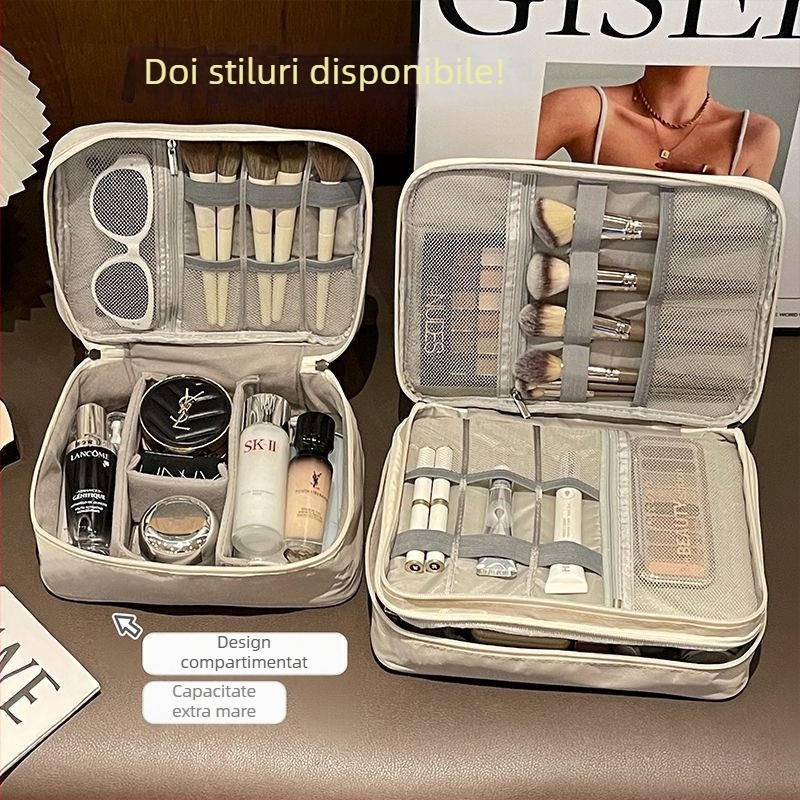 Geantă cosmetică cu capacitate mare și compartimente, portabilă pentru călătorii, rezistentă la pete, depozitare multifuncțională pentru cosmetice (Material: Pânză; Model: Altul; Căptușeală: Altă; Funcție: Altă; Gen: Bărbat)