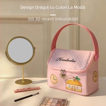 Geantă de machiaj din PU - imprimeu, căptușeală din poliester, fermoar, impermeabilă