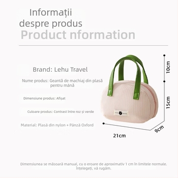 Geantă cosmetică de călătorie, poliester, design monocrom, impermeabilă și extensibilă, stil urban minimalist, unisex