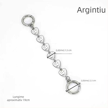 Lanț extensibil pentru curea de geantă, design inimă – aliaj de zinc, accesorii pentru geantă crossbody/pe umăr, Primăvara 2024