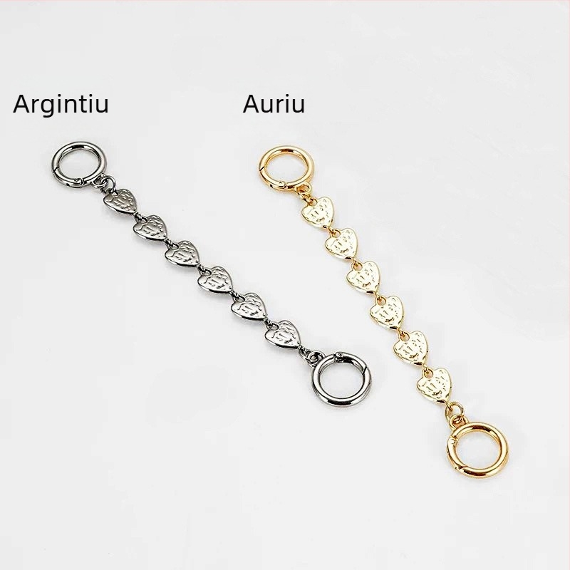 Lanț extensibil pentru curea de geantă, design inimă – aliaj de zinc, accesorii pentru geantă crossbody/pe umăr, Primăvara 2024