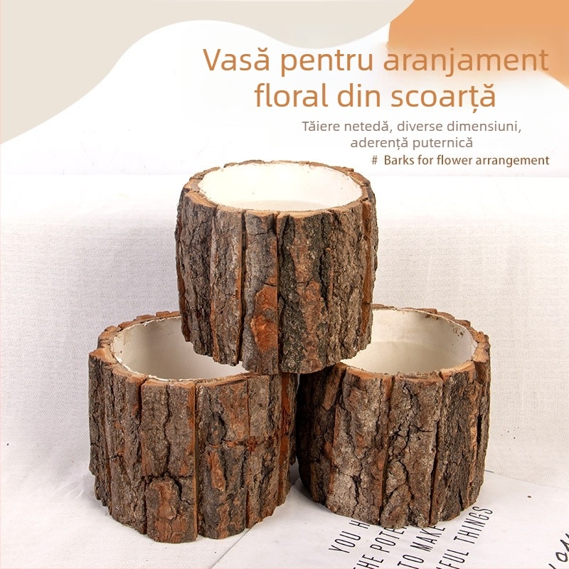 Coș de flori din scoarță simulată, lucrat manual, producție semi-manuală și semi-automat, personalizabil, stil chinezesc