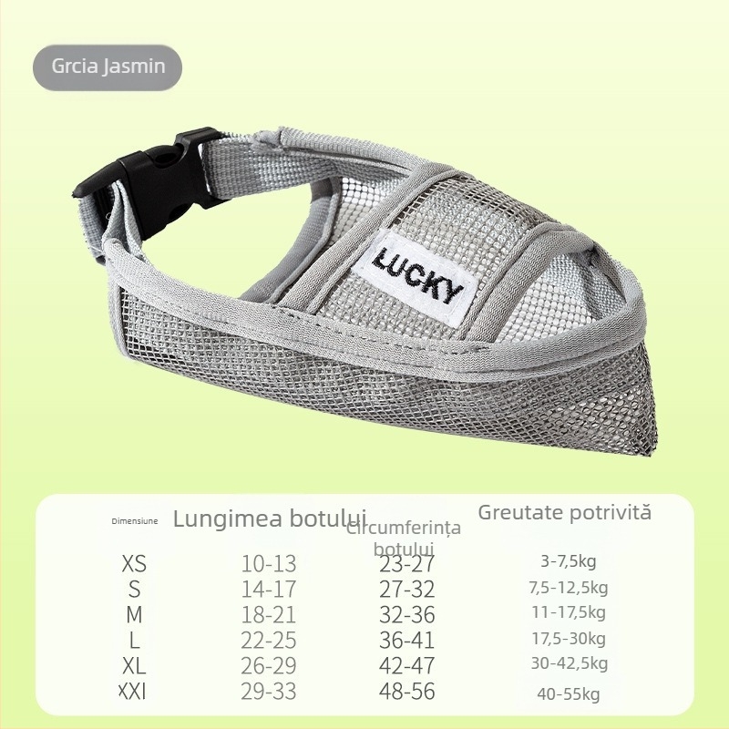 Botniță de câine din plasă respirabilă, anti-mușcare, anti-lătrat, anti-lingere (Material: Altul; Categorie: Altă; Import: Nu; Autorizare IP: Nu)
