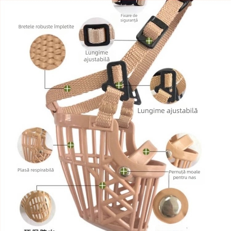 Botniță pentru câini, din plastic, anti-mușcare și anti-lătrat, previne lingerea și mestecarea, brand Friendly