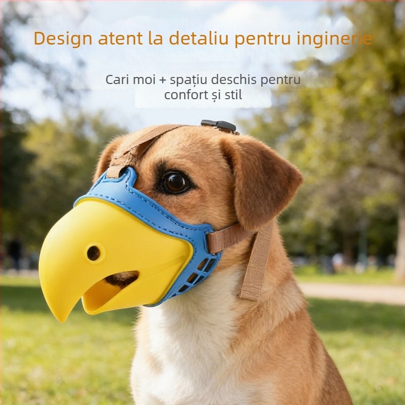 Parrot Dog Mouth Cover — mască de bot din silicon pentru câini, anti-mușcare, anti-lătrat, anti-mâncare, set