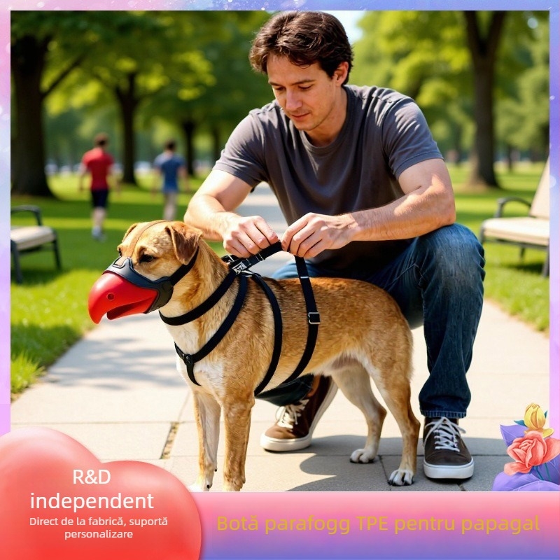 Parrot Dog Mouth Cover — mască de bot din silicon pentru câini, anti-mușcare, anti-lătrat, anti-mâncare, set