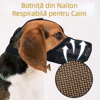 Botniță pentru câine, plasă respirabilă din nailon, protecție anti- mușcătură, mască anti- mușcare (plasă respirabilă, nailon, protecție anti- mușcătură)