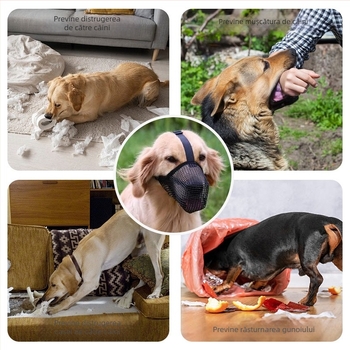 Botniță pentru câine, plasă respirabilă din nailon, protecție anti- mușcătură, mască anti- mușcare (plasă respirabilă, nailon, protecție anti- mușcătură)