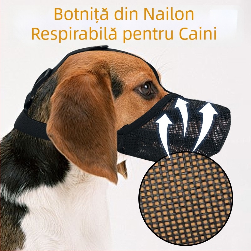 Botniță pentru câine, plasă respirabilă din nailon, protecție anti- mușcătură, mască anti- mușcare (plasă respirabilă, nailon, protecție anti- mușcătură)