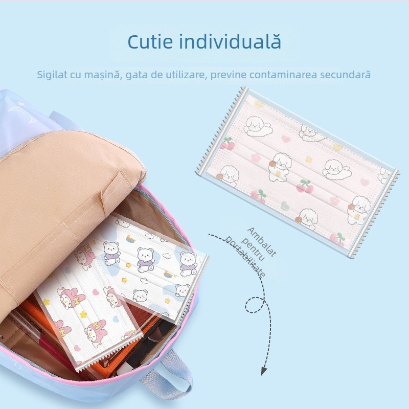 Doctor Chu măști chirurgicale pentru copii, de unică folosință, ambalate individual, din țesătură nețesută + strat meltblown