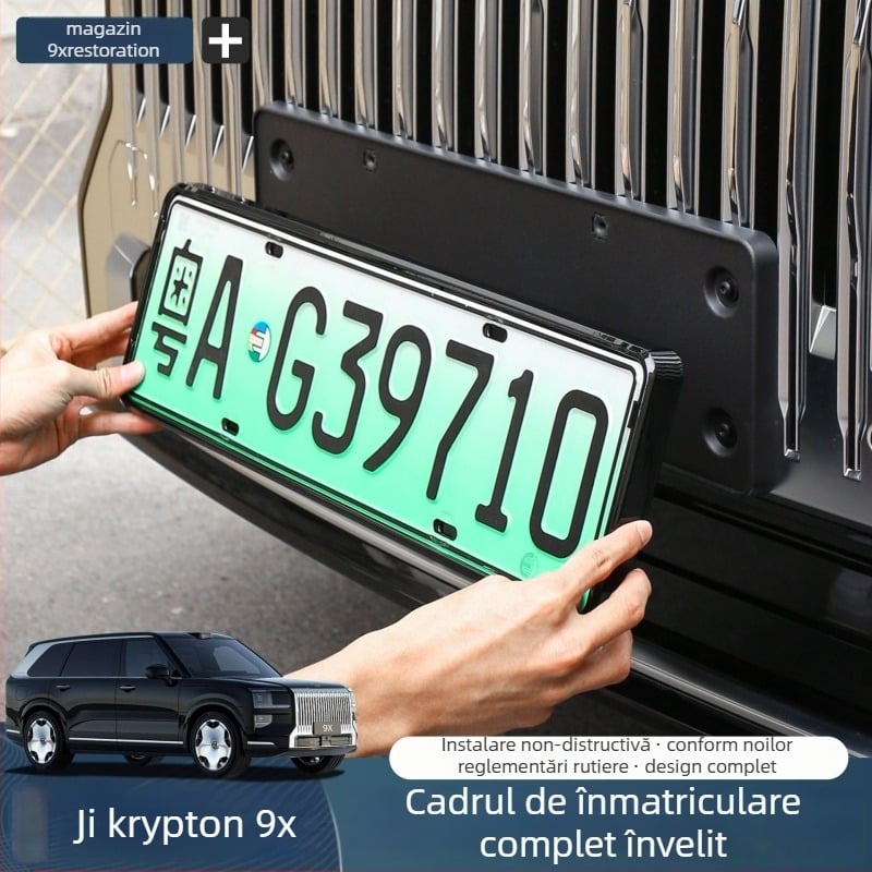 Ramă de protecție pentru plăcuța de înmatriculare Zeekr 9X, aliaj de aluminiu, șuruburi incluse