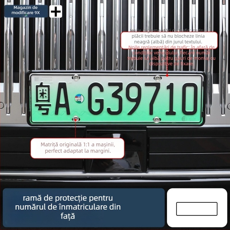Ramă de protecție pentru plăcuța de înmatriculare Zeekr 9X, aliaj de aluminiu, șuruburi incluse