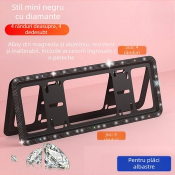 Ramă pentru plăcuța de înmatriculare cu cristale – pentru vehicule cu energie nouă – aliaj de aluminiu