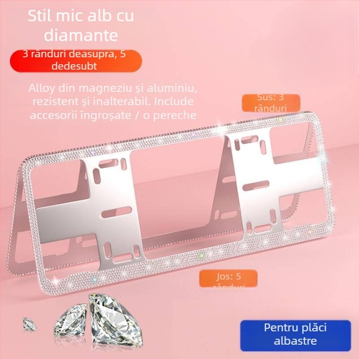 Ramă pentru plăcuța de înmatriculare cu cristale – pentru vehicule cu energie nouă – aliaj de aluminiu