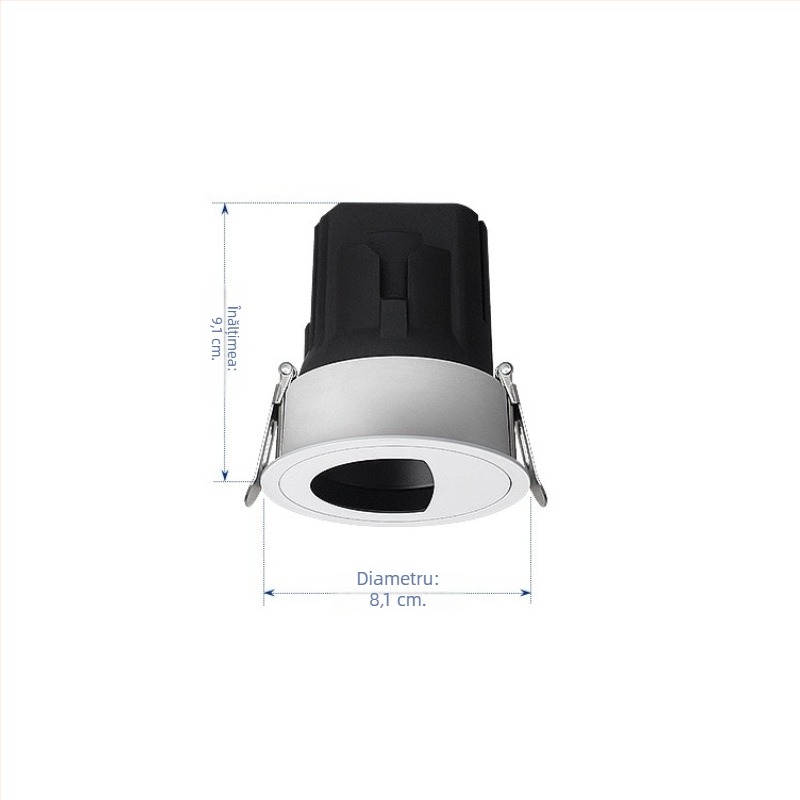 Lampă LED încorporată pentru oglinda de machiaj, sursă COB, CRI ≥95, 220V, corp din aluminiu, întrerupător cu buton