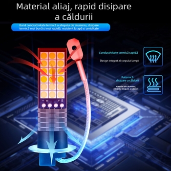 Lumini LED de ceață pentru vehicule – tri-color, model 3030, 12V, carcasă din aluminiu