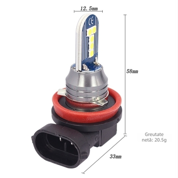 Lampa de ceață frontală LED H11/H8, 3030 LED, 10W, 12V