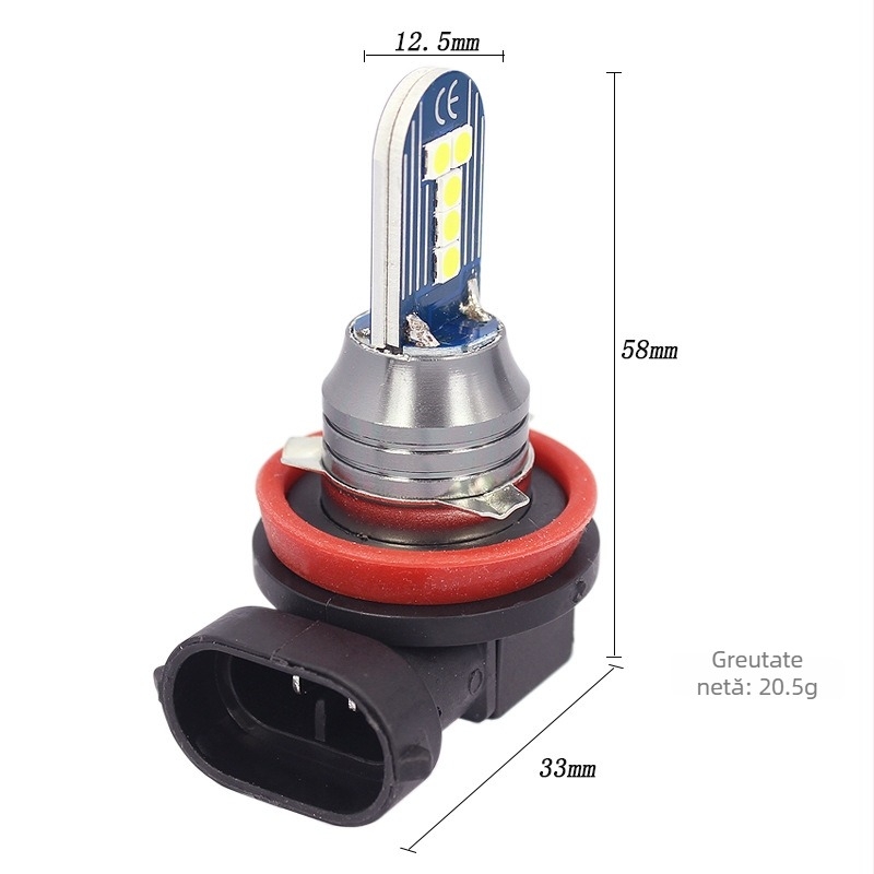 Lampa de ceață frontală LED H11/H8, 3030 LED, 10W, 12V