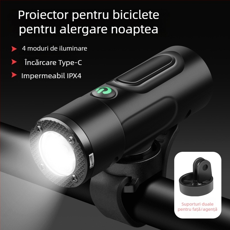 Demonknights set lumini bicicletă pentru plimbări nocturne: far față și far spate, impermeabil