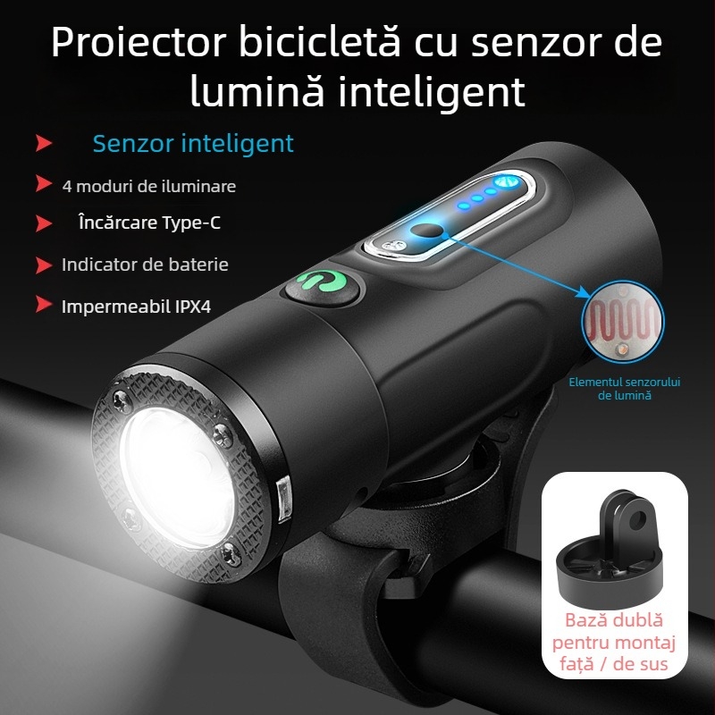 Demonknights set lumini bicicletă pentru plimbări nocturne: far față și far spate, impermeabil