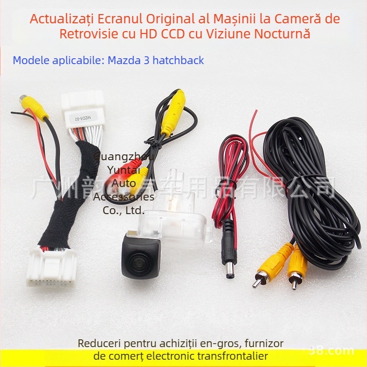 Cameră de mers înapoi pentru Mazda 3 Hatchback (2014-2017), compatibilă cu ecranul original, imagine HD, alimentare 12V, imagine oglindă