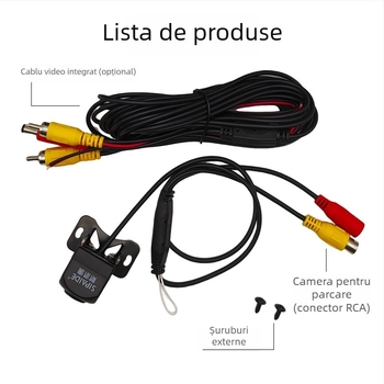 Cameră de recul auto - CCD Ultra HD, unghi de vizualizare 140°, 12V, interfață RCA