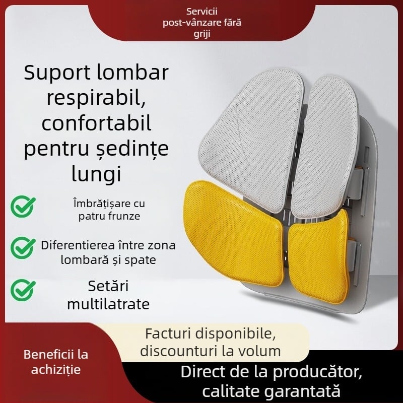 Perne de susținere lombară pentru scaun: plasă respirabilă, umplutură din burete, suport ergonomic lombar, universal pentru mașini, stil minimalist