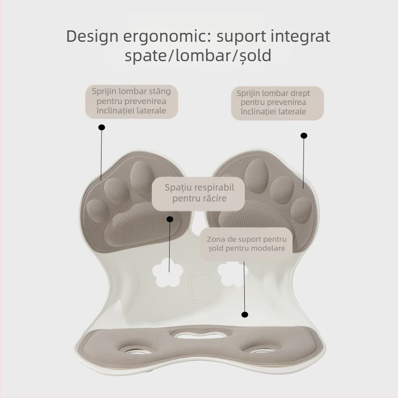 Perna de scaun pentru birou pentru corectarea posturii și ameliorarea durerii lombare; carcasă din plastic, umplutură din burete, stil lux ușor